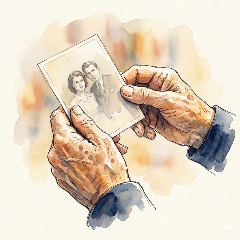 Hands holding a cherished old photograph